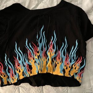 Cropped flame tee shirt small